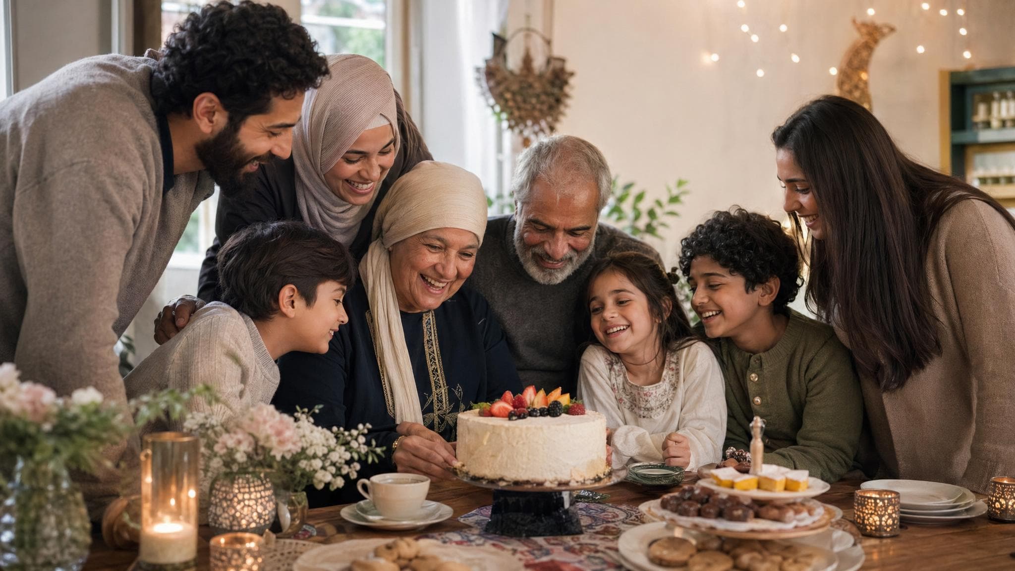 Familj som firar dop eller namngivning