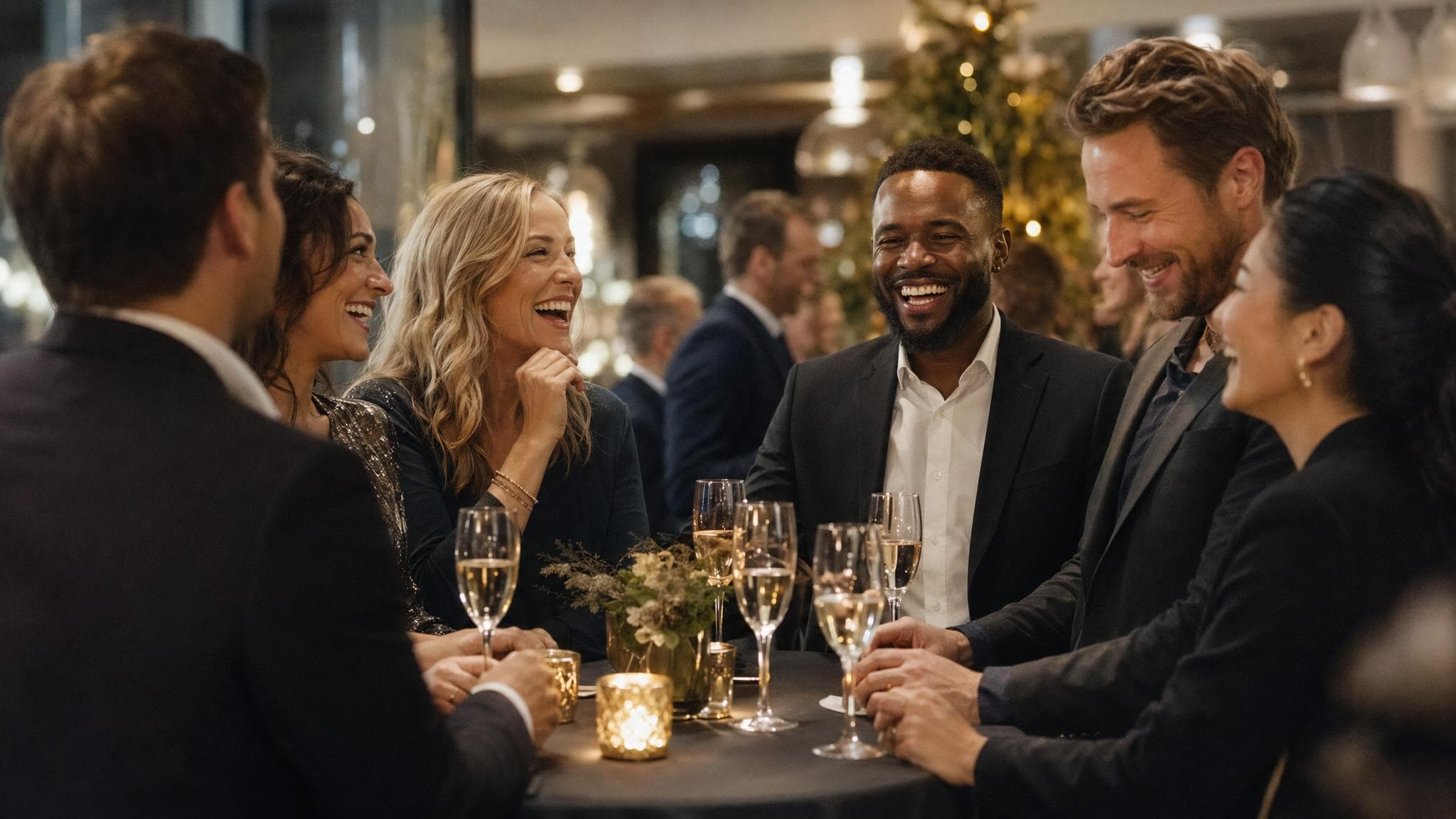 Företagsevent med deltagare och feststämning